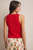 Open-Knit Sleeveless Tank Top FSW0041: Red / Contemporary / L