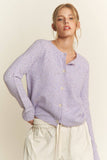 Polka Dot Knit Cardigan: Lavender / M