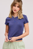 Basic Short Sleeve Baby Tee Knit Top: BABY PINK / L