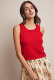 Open-Knit Sleeveless Tank Top FSW0041: Red / Contemporary / L