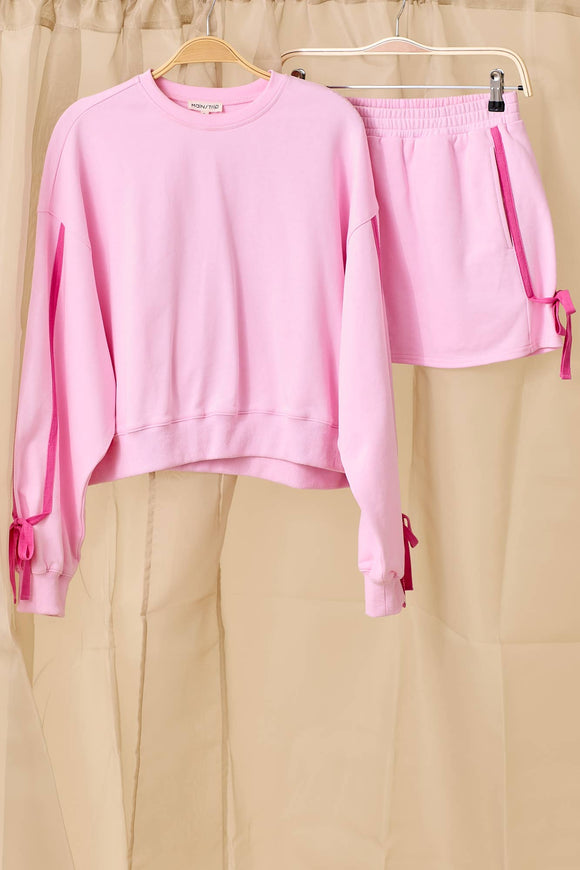 Pink pullover w/bow sleeves