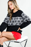 Crew Neck Christmas Fair Isle Print Knitted Sweater VT81531: Green / S