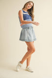 IT4346  MULTI COLORED STRIPED SWEATER VEST TOP: BLUE MULTI / L