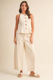 Cream VEST AND STRAIGHT FIT PANTS SET