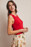 Open-Knit Sleeveless Tank Top FSW0041: Red / Contemporary / L