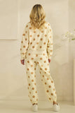 Polka Dot Crew Neck SweatShirt: Sky Blue/Navy / L