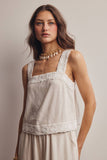 Embroidered Square-Neck Tank & Wide-Leg Pants Set FSET011: Indigo / Contemporary / L