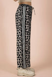 NP70940-Side Stripe Tape Detail Leopard Wide Leg Pants: MOCHA MIX / S-M-L/2-2-2