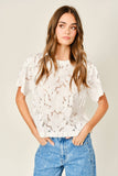 AJT6103 LACE FLORAL T SHIRTS: OFF WHITE / L