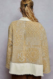Paisley Pattern Patch Detail Quilted Woven Twill Jacket: DENIM / M
