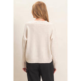 Crew Neck Sweater With Ribbed Hem: OATMEAL / S-M-L(2-2-2)