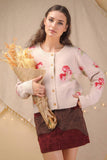 12W3475N-Print & Solid Soft Knit Sweater Cardigan: Red / S-M-L/2-2-2