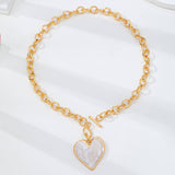 White Inlay Heart Toggle Necklace | 80N93050: Gold