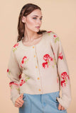 12W3475N-Print & Solid Soft Knit Sweater Cardigan: Red / S-M-L/2-2-2