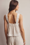 Embroidered Square-Neck Tank & Wide-Leg Pants Set FSET011: Indigo / Contemporary / L