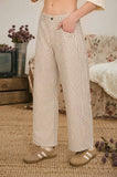 GINGHAM BARREL PANTS: TAUPE
