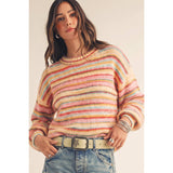Sunrise Cotton Candy Stripe Sweater: MULTI / S-M-L-XL(2-2-2-1)