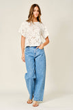 AJT6103 LACE FLORAL T SHIRTS: OFF WHITE / L