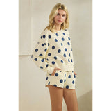 Polka Dot Crew Neck SweatShirt: Black / L