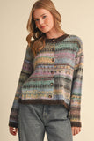 COLORFUL FAIR ISLE SWEATER CARDIGAN MSW11521: MIDNIGHT NAVY MULTI / L