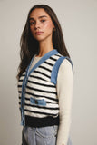 Denim Trim Knit Vest FSW0009 : Stripes / Contemporary / L
