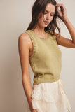 Open-Knit Sleeveless Tank Top FSW0041: Red / Contemporary / L