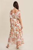 Floral Tiered Maxi Dress: Cream / L