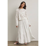 FLORAL BUTTON-UP SWEATER CARDIGAN / WL25-11931: OFF WHITE/PINK / L