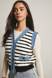 Denim Trim Knit Vest FSW0009 : Stripes / Contemporary / L