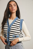 Denim Trim Knit Vest FSW0009 : Stripes / Contemporary / L
