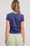 Basic Short Sleeve Baby Tee Knit Top: Ivory / S