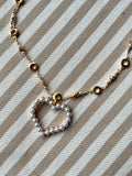 Pearl heart charm necklace