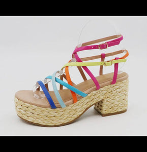 Raffia Braided Chunky Sandals