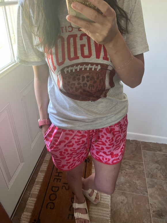 Every Day shorts- Pink/Red Leopard