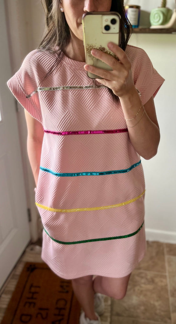 Pink Sparkle Stripe Dress