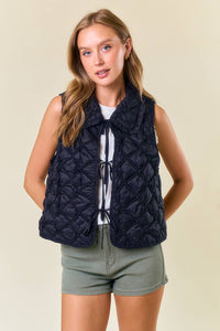 Ruffled Collar Quilted Vest