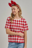 GINGHAM CHECKERED PATTERN SWEATER CASUAL TOP_JLT00221-01: OLIVE/CREAM / S-M-L(2-2-2)