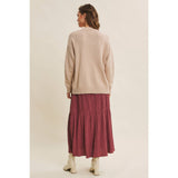 OVERSIZED COTTON BLEND SWEATER CARDIGAN: CLOUD PINK / L
