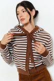 PALMER HOODIE CARDIGAN - Cozy, Striped, Casual: Pink Multi / L