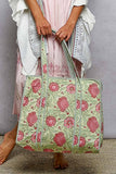 Bohemian Bias Tape Detail Roomy Fit Mint Tote Bag: MINT MULTI / One Size