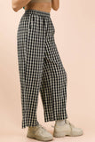 NP70976-Elastic Waist Checkered Casual Pants: RED / S-M-L/2-2-2