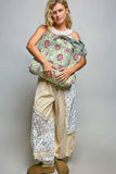 Bohemian Bias Tape Detail Roomy Fit Mint Tote Bag: MINT MULTI / One Size