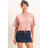 Seam Detail Short Sleeve Knit Top: WHIP CREAM / S-M-L(2-2-2)
