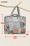 Blue-Bound Artisanal Illusion Patchwork Shopper Bag: IVORY/BLUE / Os