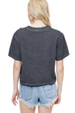 American Cowboy Vintage Graphic S/S Lunar Dye Faux Crop: BLUE / L