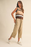 IT4346  MULTI COLORED STRIPED SWEATER VEST TOP: BLUE MULTI / L