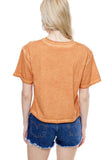 American Cowboy Vintage Graphic S/S Lunar Dye Faux Crop: BLUE / L