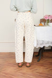 FLORAL ECRU DENIM PATTERN JEANS: ECRU MULTI