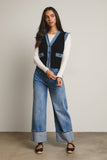 Denim Trim Knit Vest FSW0009 : Stripes / Contemporary / L