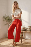 Relaxed Polka Dot Wide Leg Pants: RED/WHITE / L